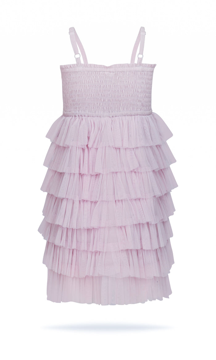 Lavender Tiered Tulle Dress with Nylon Net Frills and Adjustable Straps Dress Yo Baby India