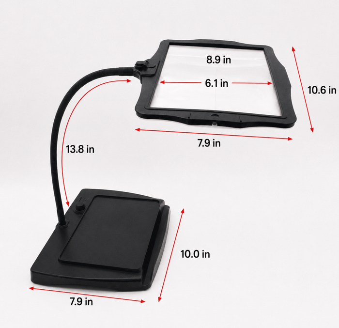 LED Magnifying Desk Lamp | 3X Magnification with Adjustable Gooseneck | Hands-Free Reading & Craft Light