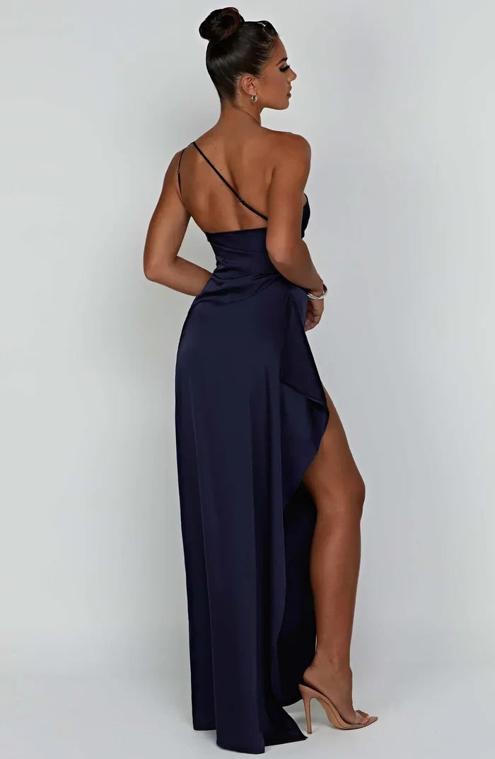 Lily - Elegant Women's Wedding Guest Dress with One Shoulder and Side Slit
