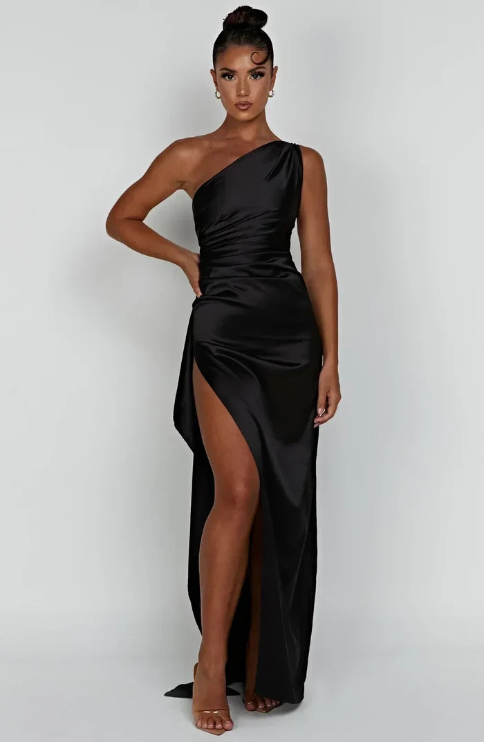 Lily - Elegant Women's Wedding Guest Dress with One Shoulder and Side Slit