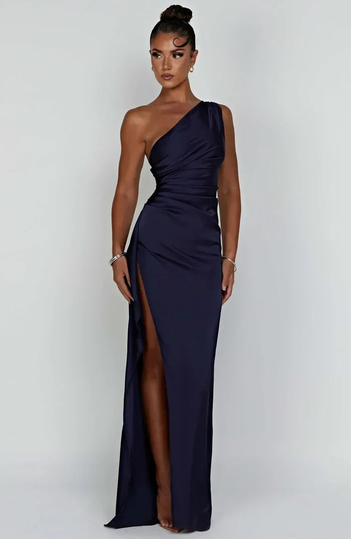 Lily - Elegant Women's Wedding Guest Dress with One Shoulder and Side Slit