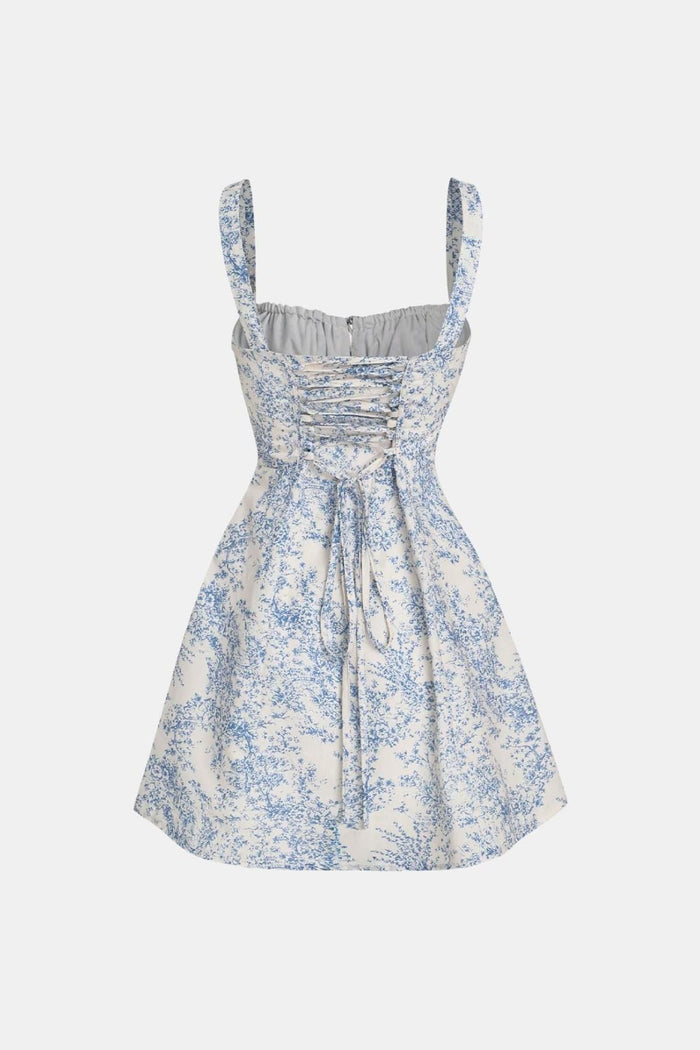 Lily - Trendy Women's Summer Dress with Sweetheart Tie Front and Floral Print