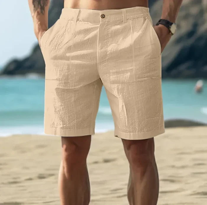 Logan - Casual Men's Linen Shorts with Button Closure and Side Pockets