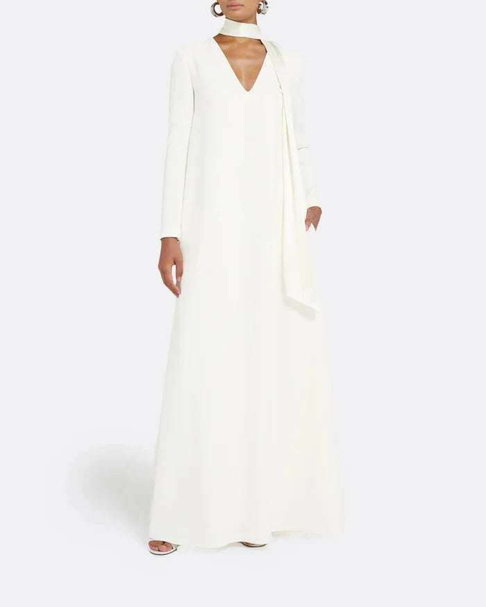 Long-sleeve gown with scarf - Lina