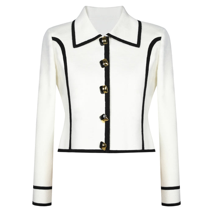 long sleeve tailored suit with contrast piping - DORRAZLI