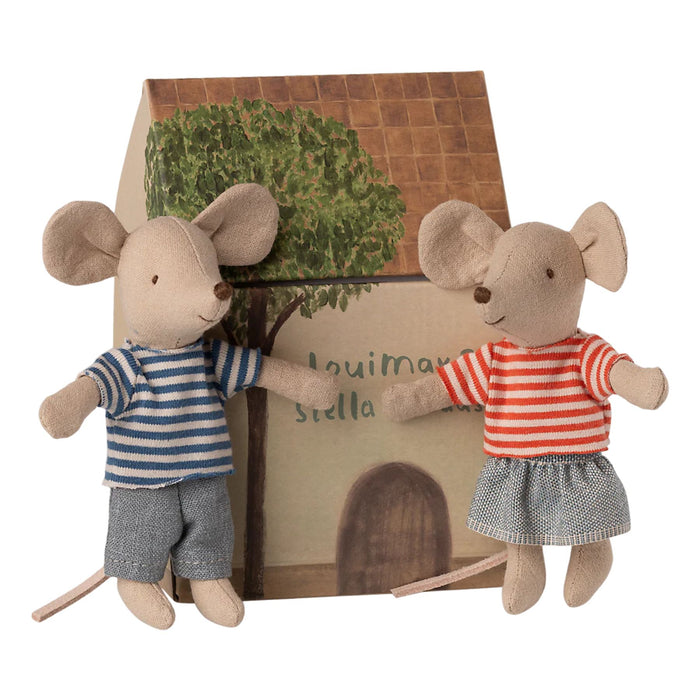 LouiMax + Stella, Little Brother and Sister Mice with Magnet Hands
