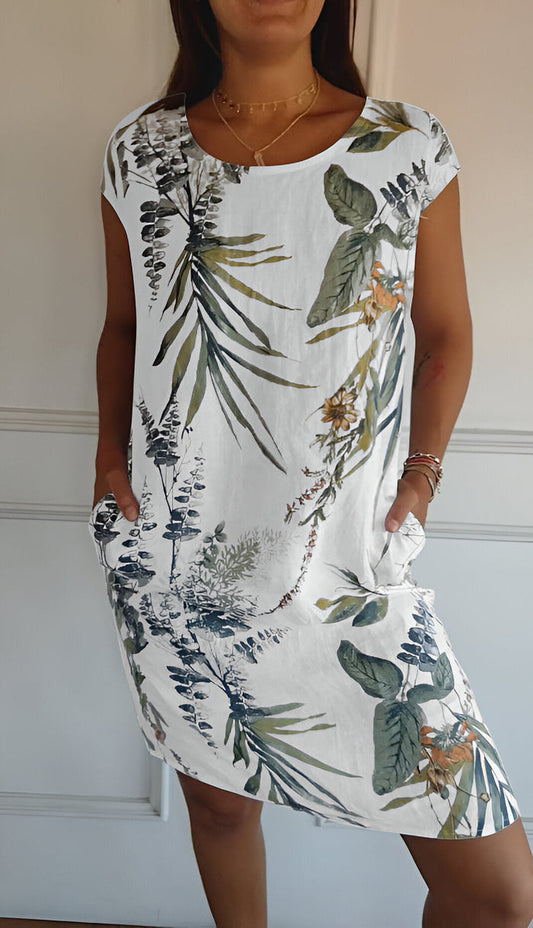 Madison - Casual Women's Summer Dress with Round Neck and Side Pockets