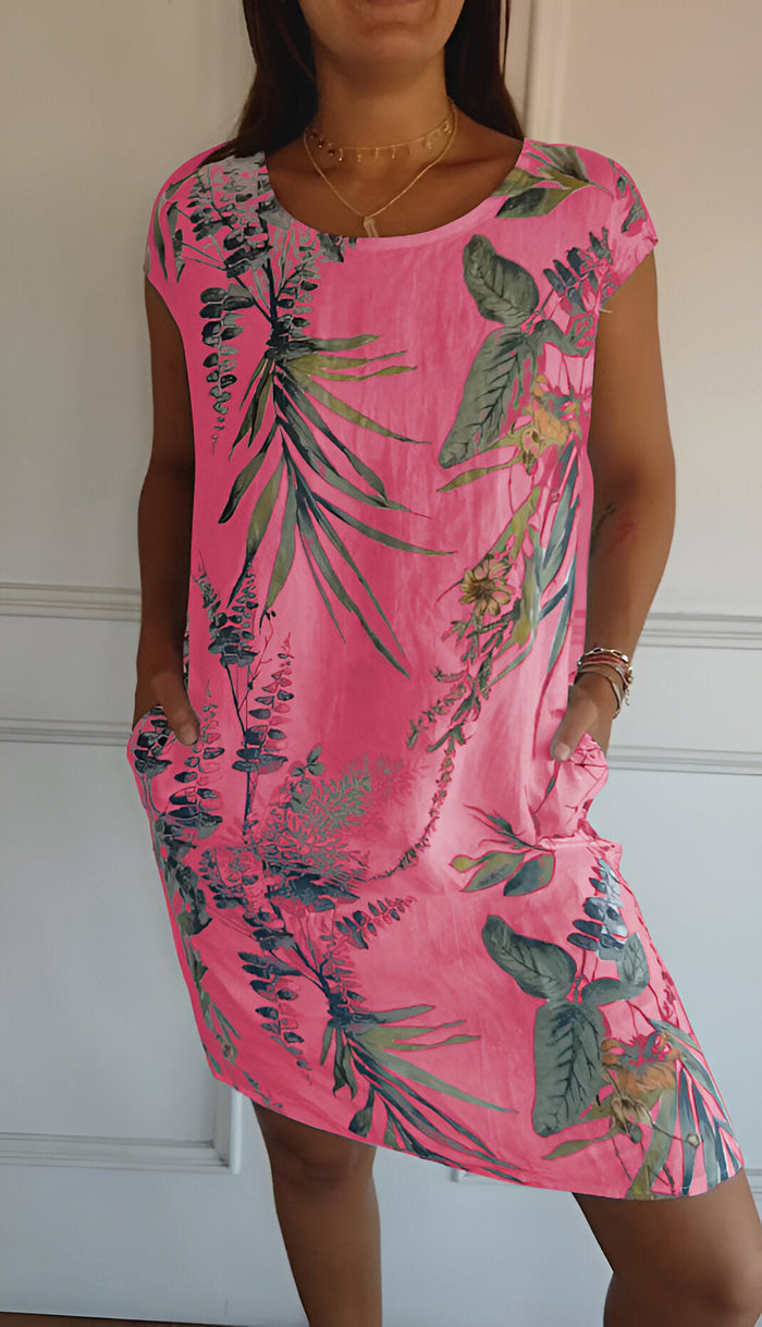 Madison - Casual Women's Summer Dress with Round Neck and Side Pockets