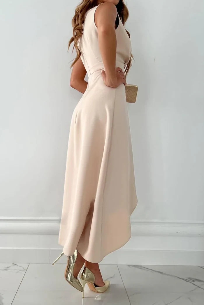 Madison - Formal Women's Wedding Guest Dress with Wrap V-Neck and Ruffle Hem