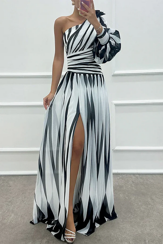 Madison - Glam Women's Wedding Guest Maxi Dress with One Shoulder and Ruched Bodice
