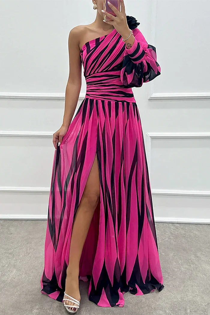Madison - Glam Women's Wedding Guest Maxi Dress with One Shoulder and Ruched Bodice