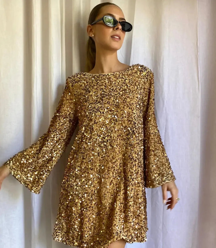 Madison - Trendy Women's Summer Dress with Oversized Fit and Sequin Detail