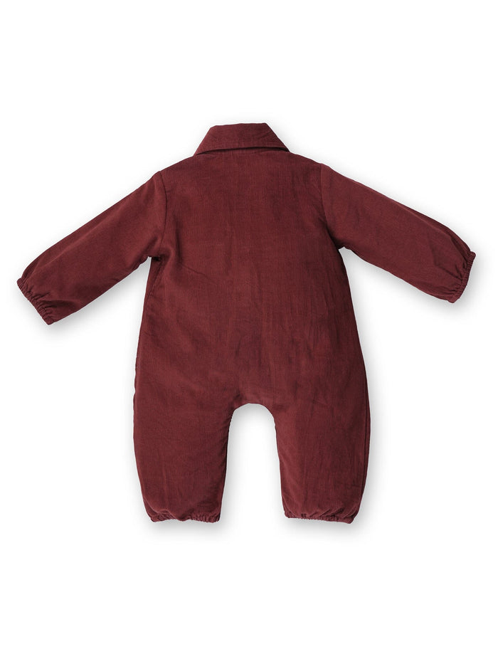 Corduroy Jumpsuit : MAROON : Unisex : Infant : Baby Girl : Baby Boy Jump Suit Yo Baby India