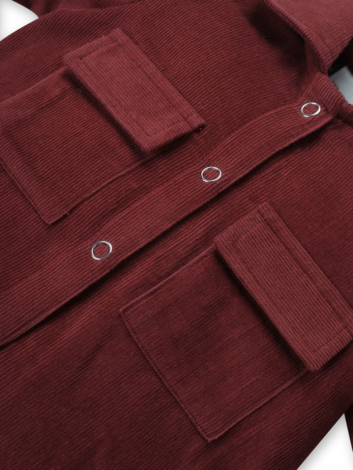 Corduroy Jumpsuit : MAROON : Unisex : Infant : Baby Girl : Baby Boy Jump Suit Yo Baby India