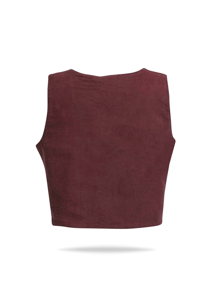 Corduroy Vest : MAROON: Toddler : Tween : Unisex Waistcoat Yo Baby India