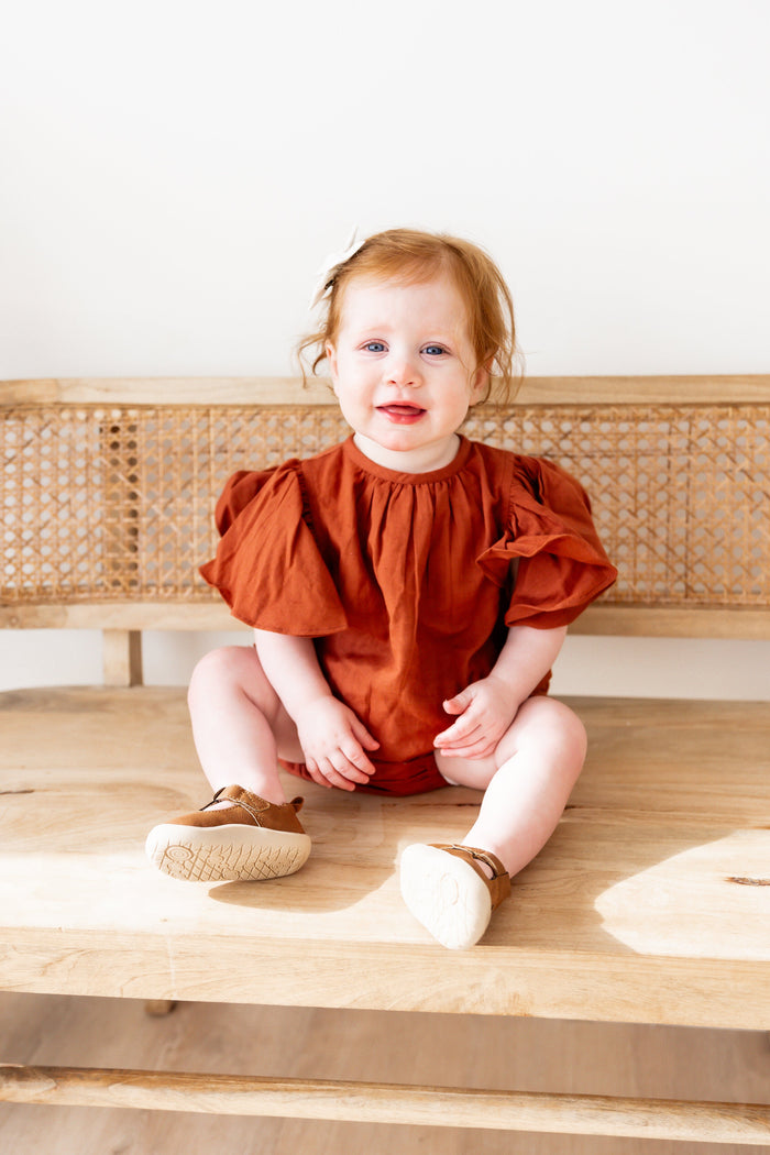Maroon Solid Color Sleeve & Neck Gathered Dress 2-pc. set Yo Baby Wholesale