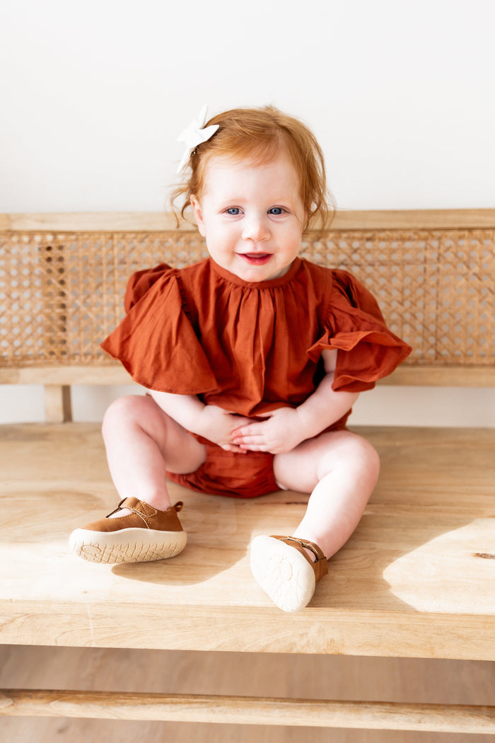 Maroon Solid Color Sleeve & Neck Gathered Dress 2-pc. set Yo Baby Wholesale