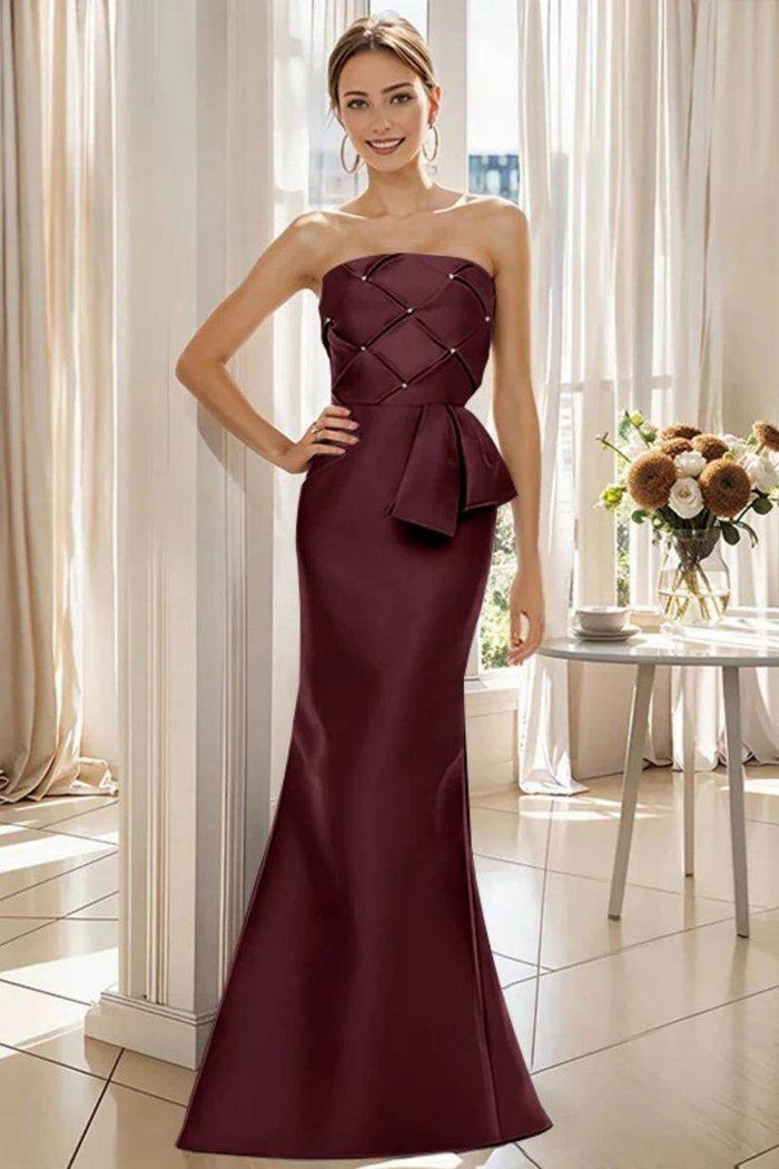 Mermaid Strapless Sleeveless Floor Length Mother Dresses CM0371 - COCOMELODY