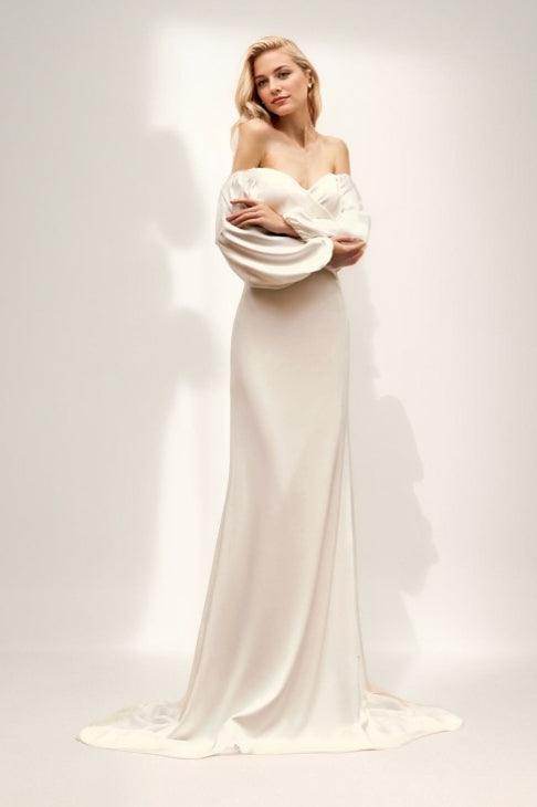 Mermaid Sweep-Brush Train Elastic Cloth Wedding Dress CW3456 - COCOMELODY