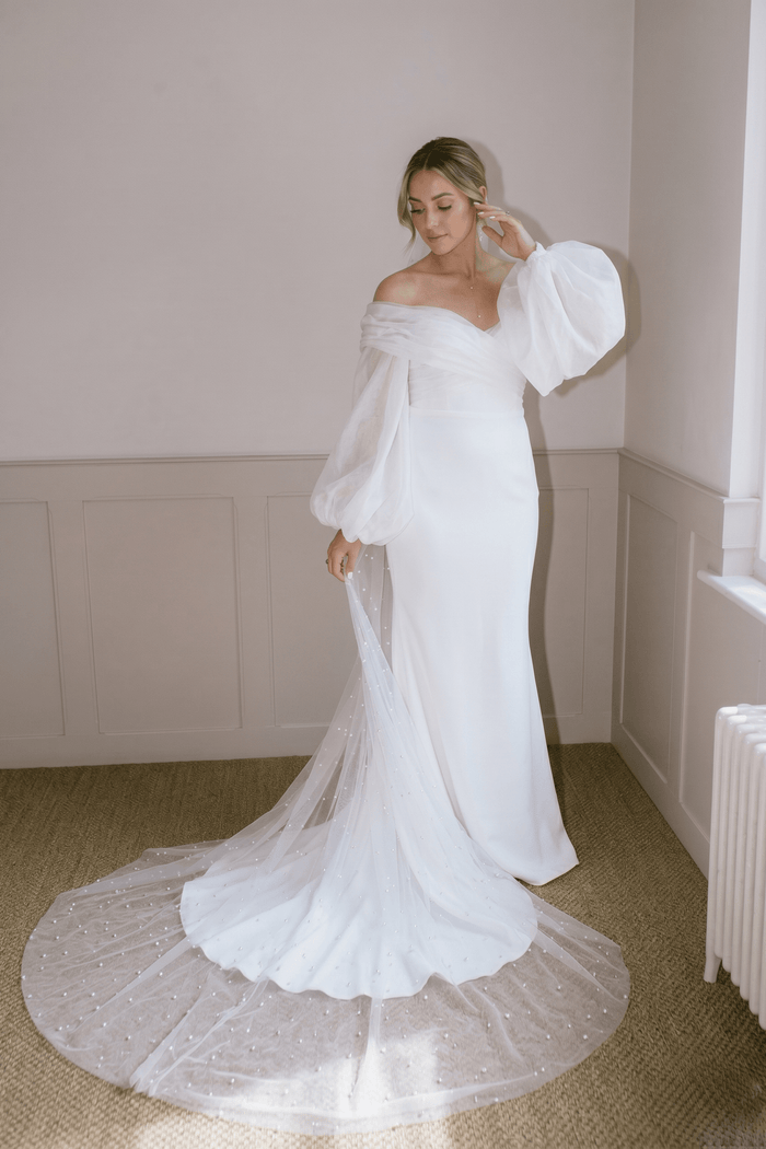 Mermaid Sweep-Brush Train Elastic Cloth Wedding Dress CW3460