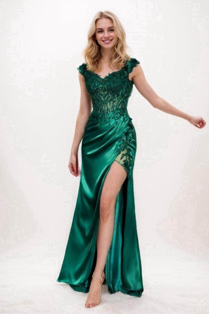 Mermaid Sweep-Brush Train Elastic Silk like Satin Prom Dress CS0708 - COCOMELODY