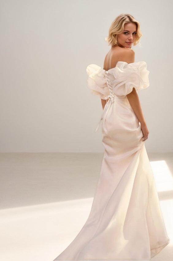 Mermaid Sweep-Brush Train Organza Wedding Dress CW3458 - COCOMELODY