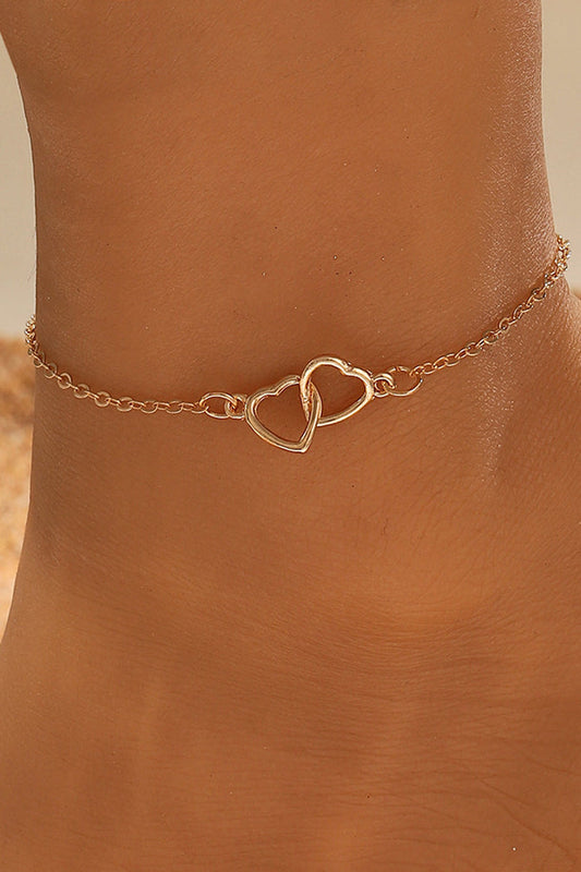 Metal Heart-Shaped Hollow Interlocking Anklet