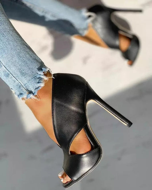 Mia - Elegant Women's Heels Stiletto with Cut-Out Cross Strap and Open Toe