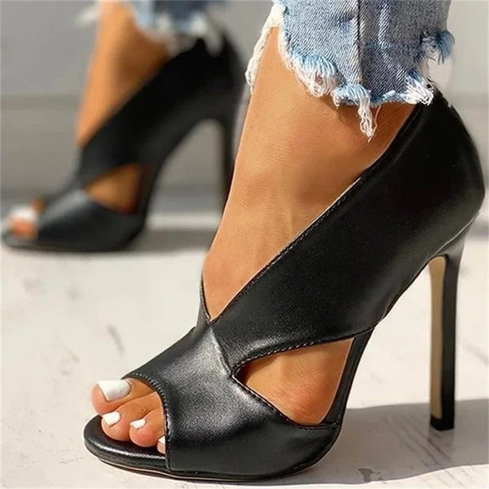 Mia - Elegant Women's Heels Stiletto with Cut-Out Cross Strap and Open Toe