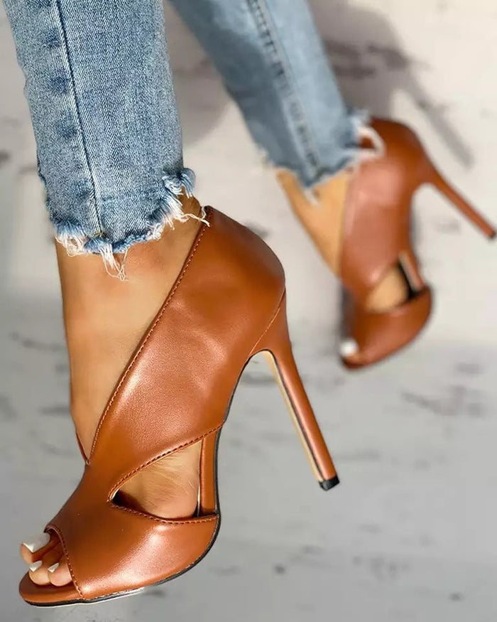 Mia - Elegant Women's Heels Stiletto with Cut-Out Cross Strap and Open Toe
