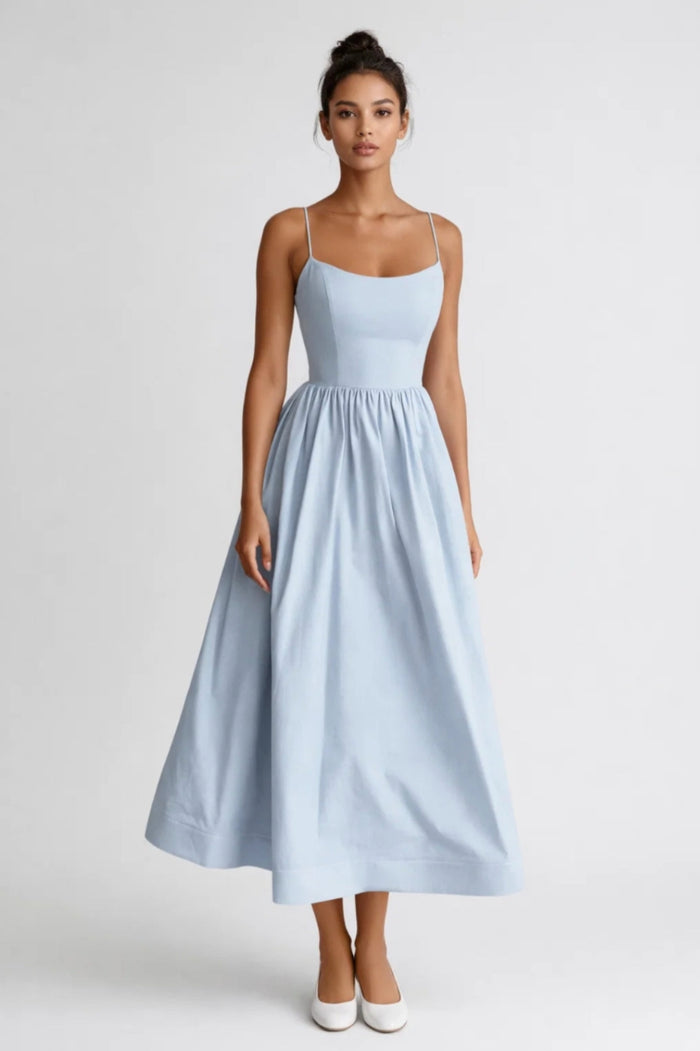 Midi Dress Women - Sleeveless Fit-and-Flare | Side Pockets