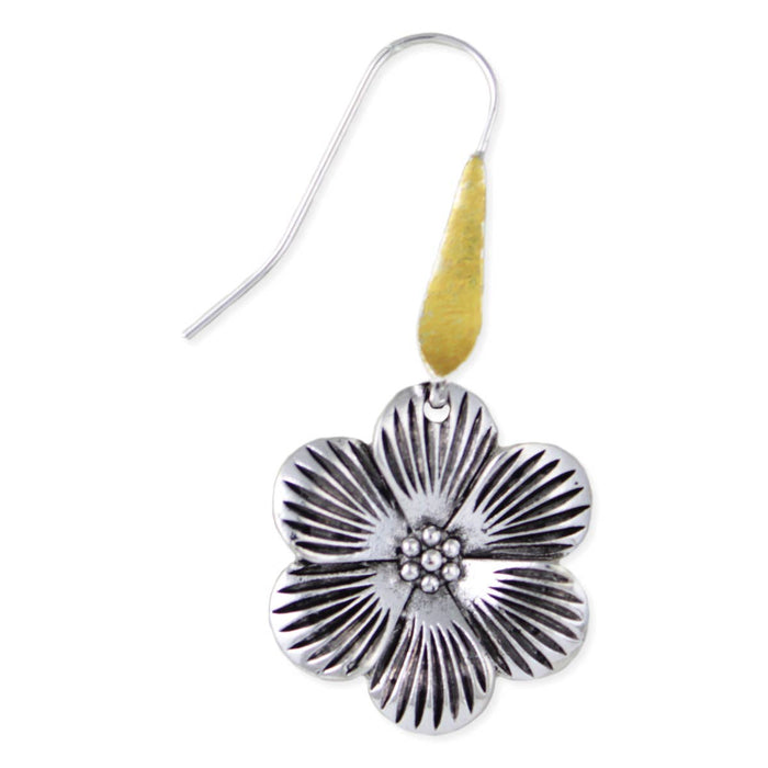 Mixed Metal Silver Flower Earrings