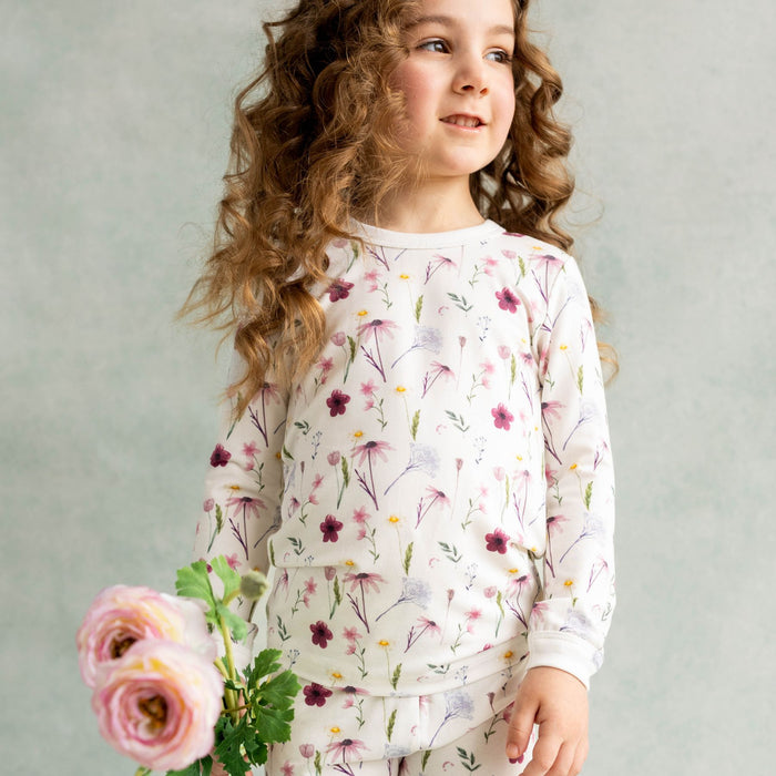 Modal Kid Pyjamas, Floral on Cream