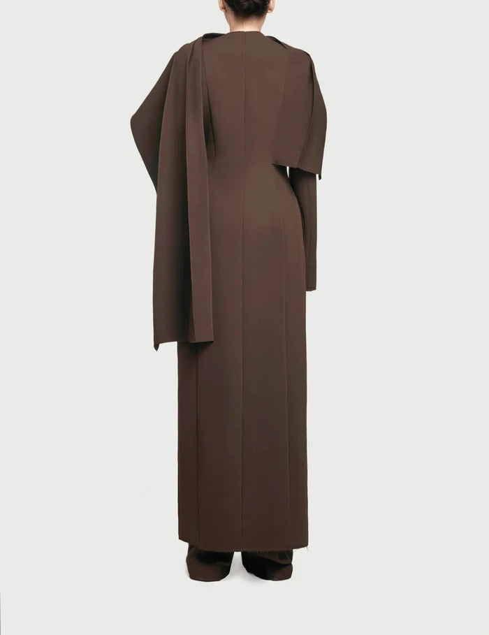 monochrome draped scarf coat dress – Goten