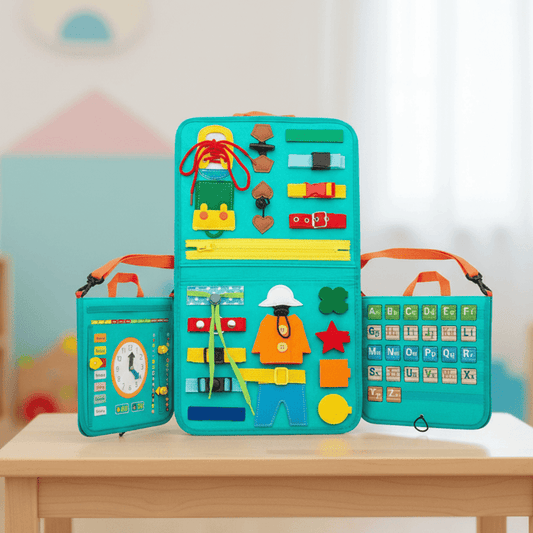 Montessori Activity Board | 15 Sensory Learning Activities | Fine Motor Skills Development | Portable Design