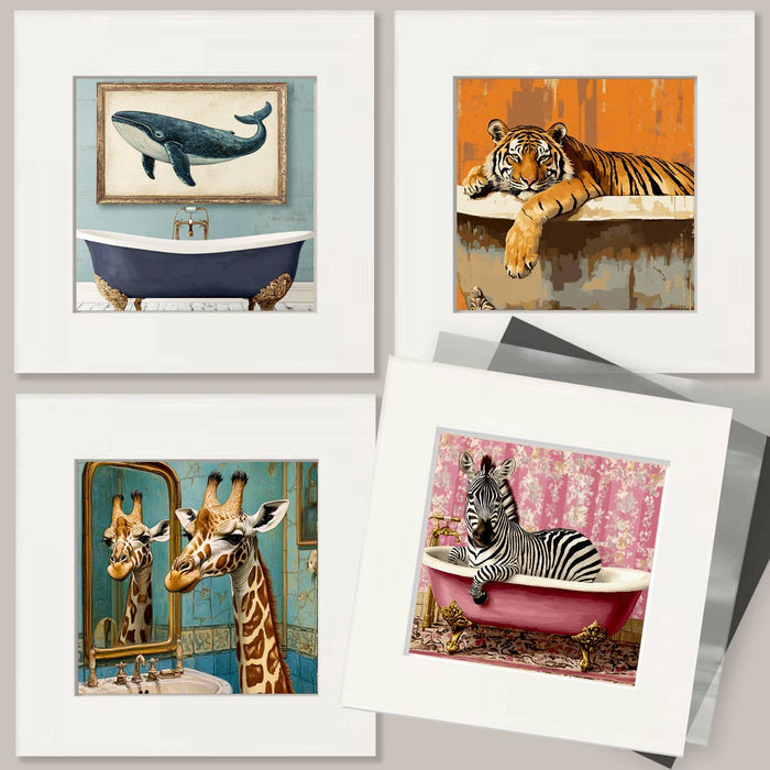 Mowbi - Parrot on Bathtub - Bathroom Wall Art Prints – 8″x10″ Artwork for 11″x14″ Frame