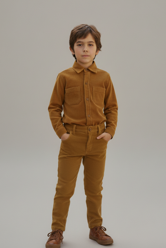 Mustard Corduroy Kids Pants – Infant, Toddler & Tween, 100% Cotton with Adjustable Waist
