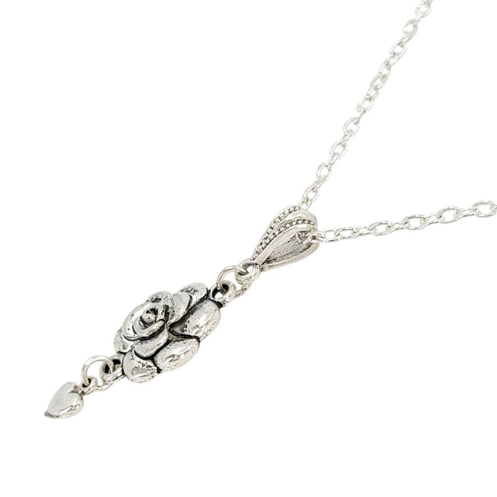 Necklace - Rose Heart Pendant (Silver Plate) by Tiny Aloha