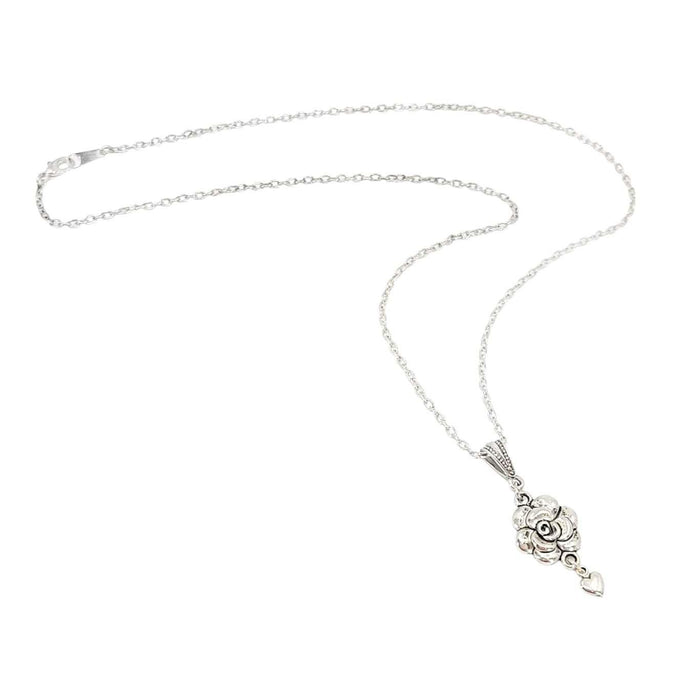 Necklace - Rose Heart Pendant (Silver Plate) by Tiny Aloha