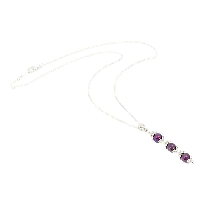 Necklace - Triple Spaced Pearl Pendant (Purple Pearl, Silver Plate) by Tiny Aloha