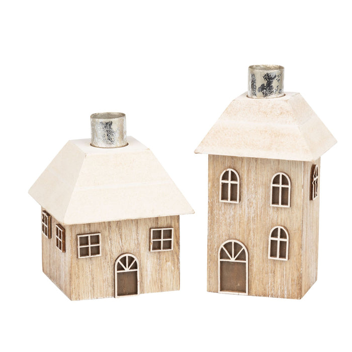 Nordic Wood House Candle Holder