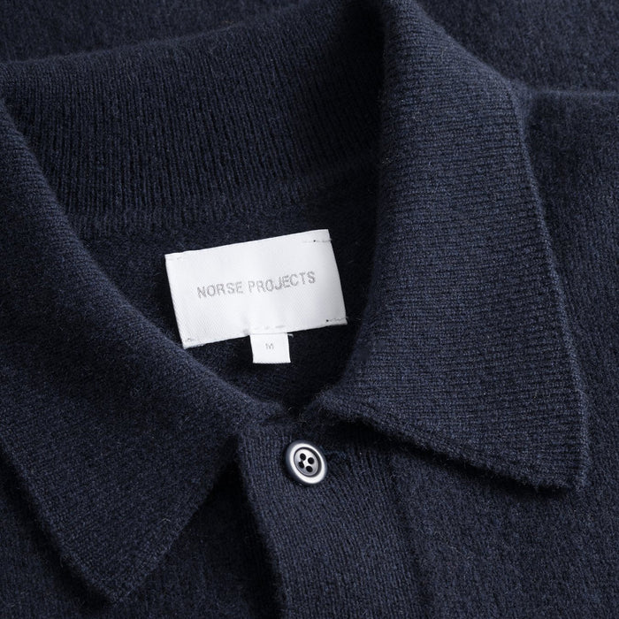 Norse Projects - Merino Lambswool Polo in Dark Navy - Nigel Clare