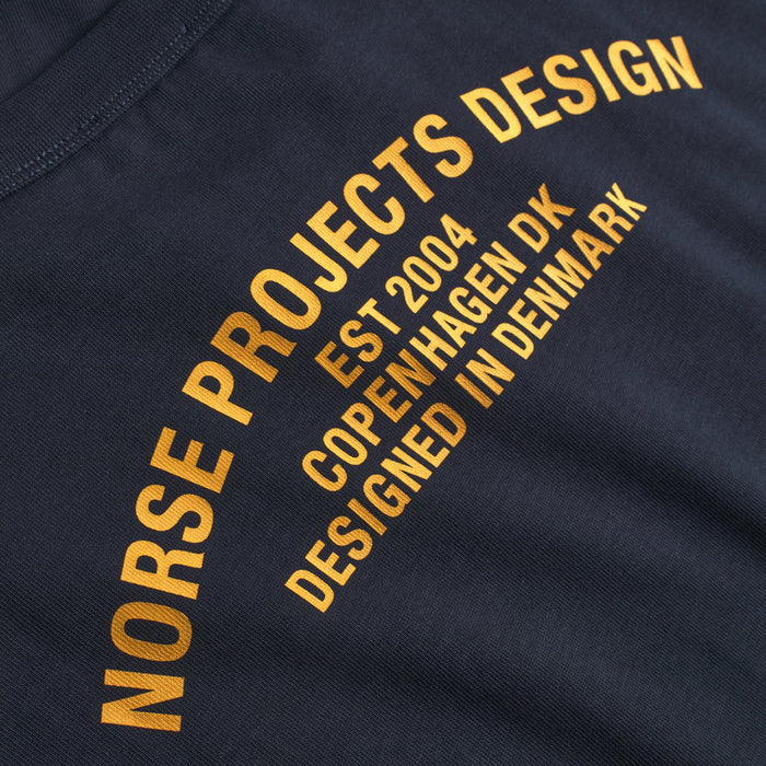 Norse Projects - Organic Arch Print T-Shirt in Dark Navy - Nigel Clare