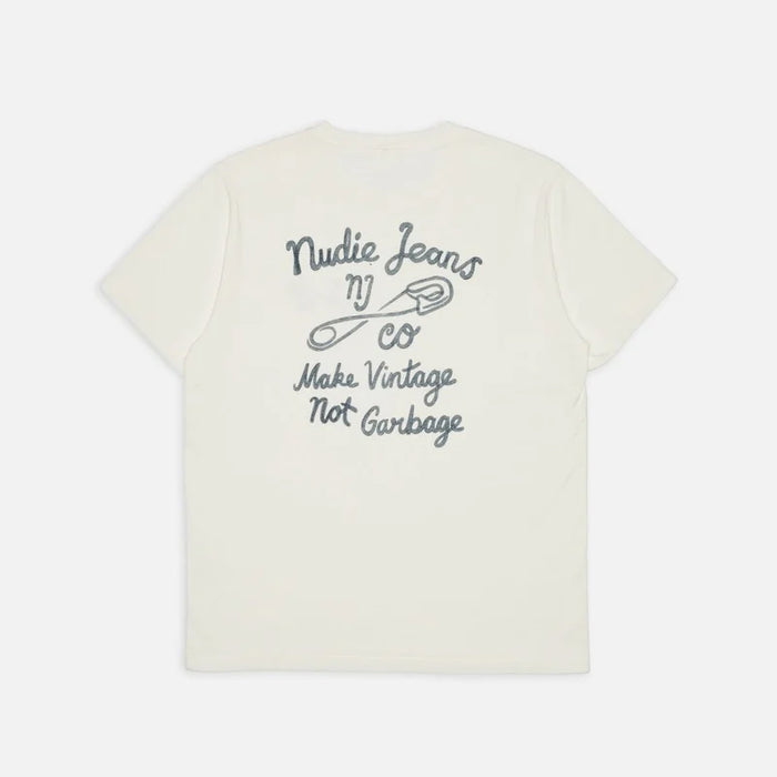 Nudie - Roy NJCO Pin T-Shirt in Chalk White - Nigel Clare