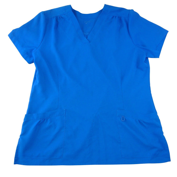 Oasis Womens Royal Blue V Neck Scrub Top Short Sleeve Pockets Size Large0