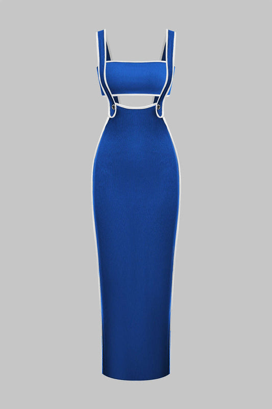 Contrast Trim Tube Top And Pinafore Dress Set