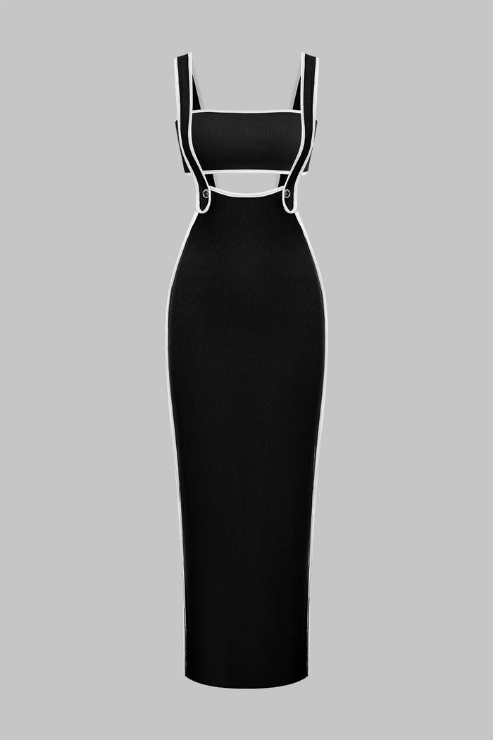 Contrast Trim Tube Top And Pinafore Dress Set