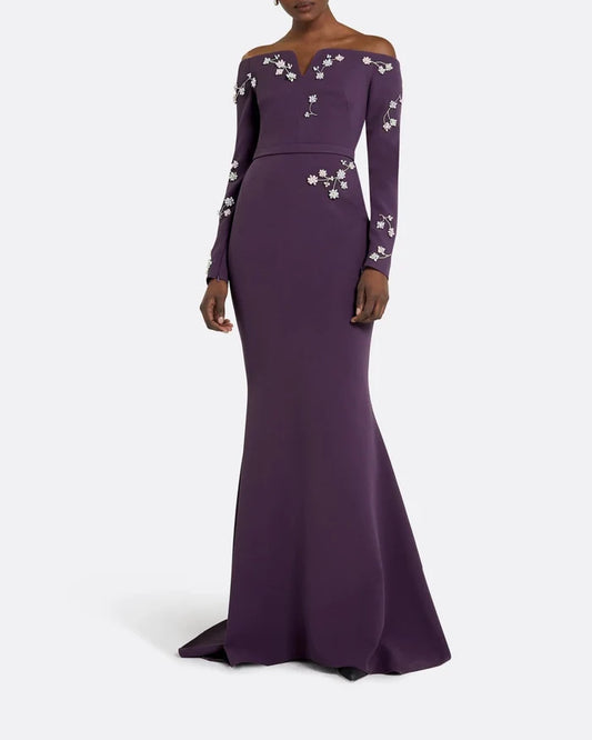 Off-shoulder mermaid dress with floral embroidery - Blair