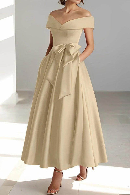 Off The Shoulder Sleeveless Ankle Length Mother Dresses CM0332 - COCOMELODY