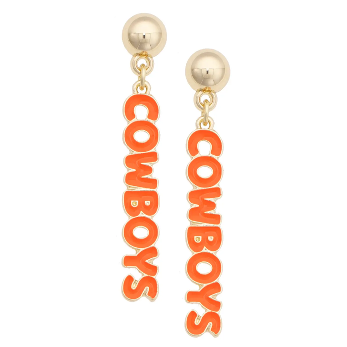Oklahoma State Cowboys Puffy Nameplate Earrings